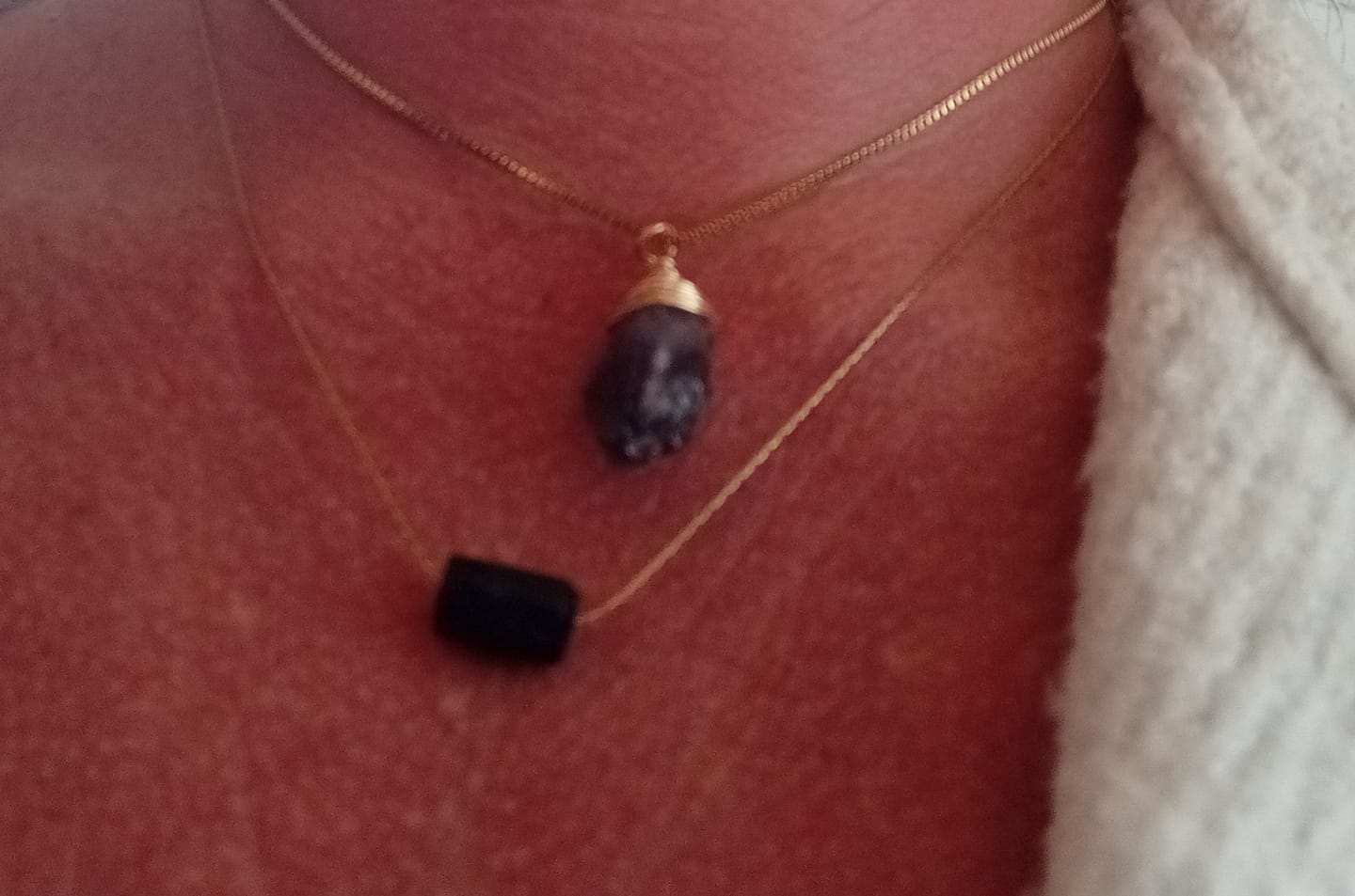 Customer photo review of Obsidian Halskette - Perlenkette