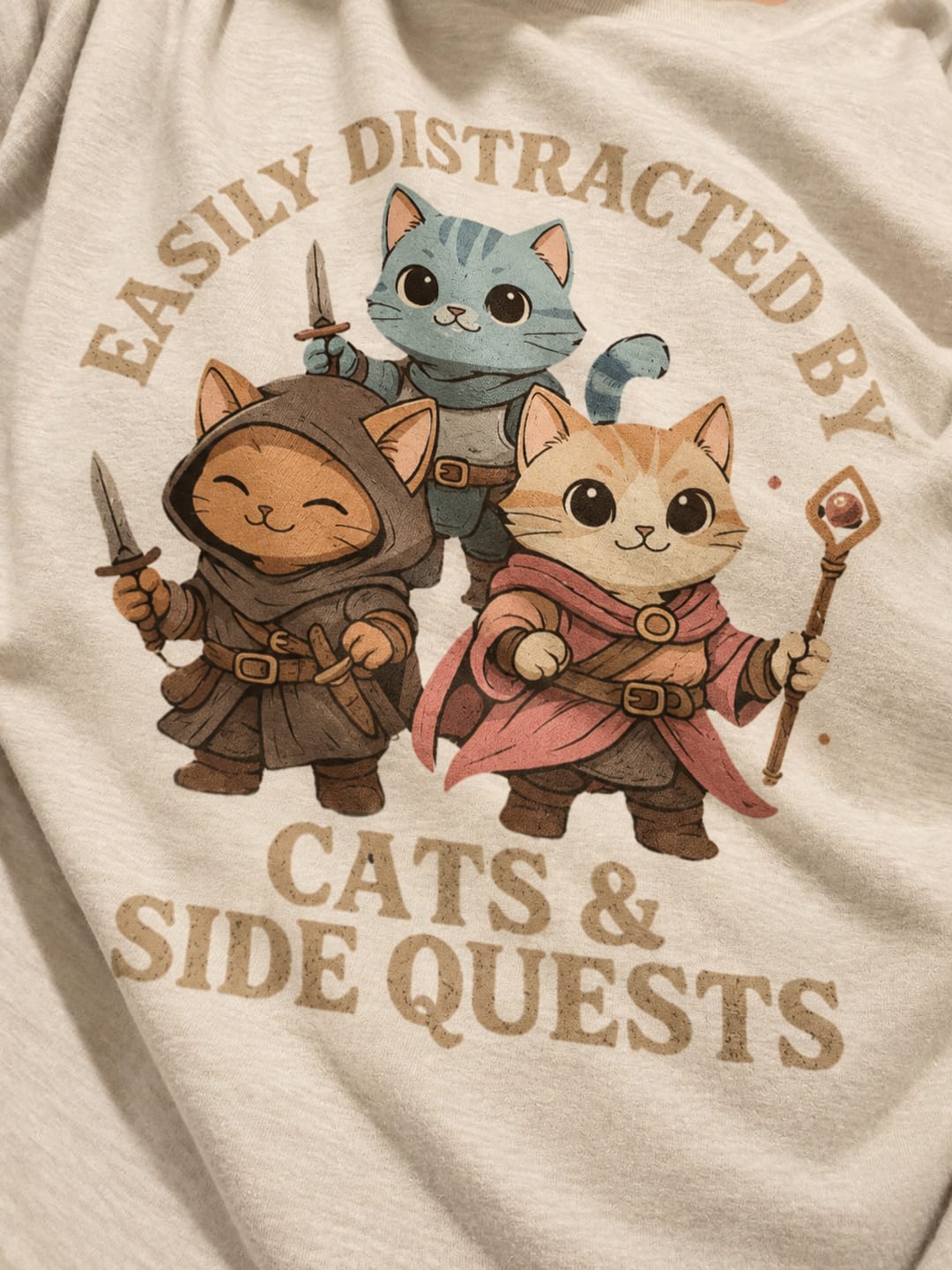Customer photo review of Cats & Side Quests T-Shirt