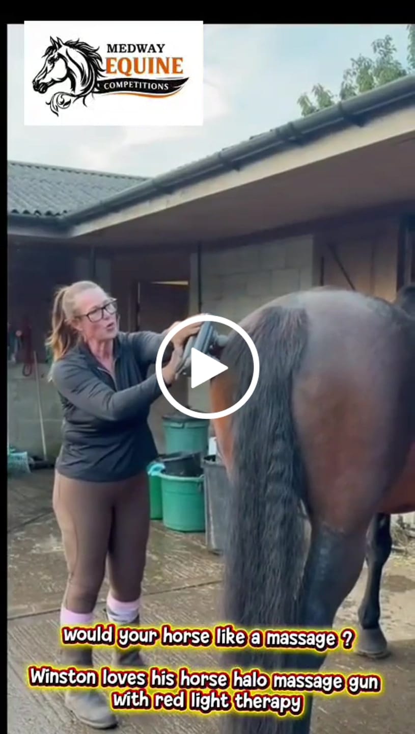 Customer video review of HorseHalo™ 8 Heads Red Light Massage Gun