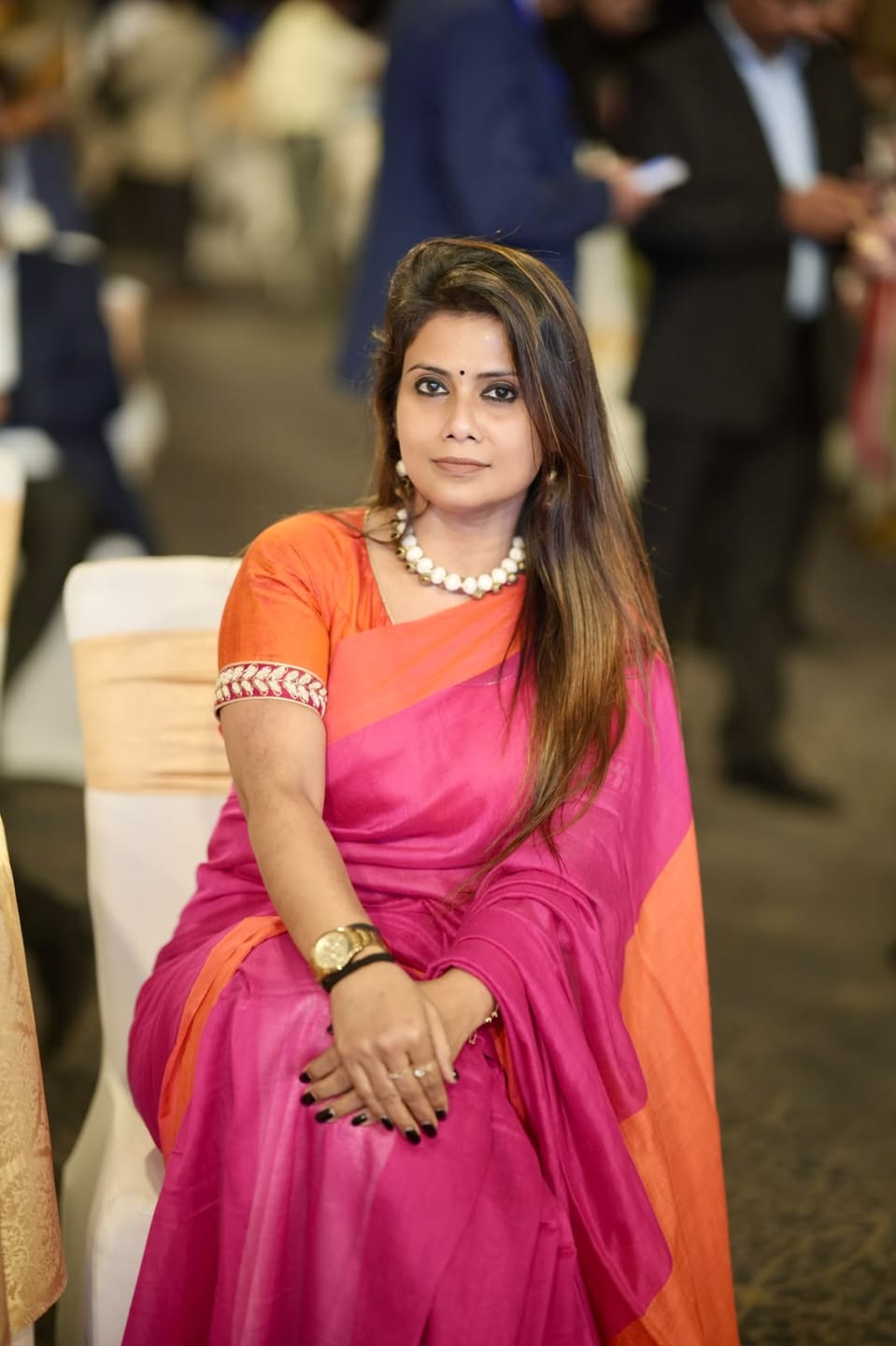 Customer photo review of Pink Orange Soft Cotton  Saree