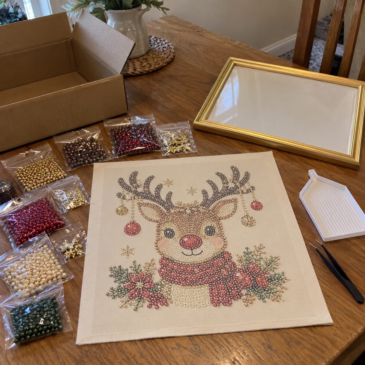 Customer photo review of Christmas Pearl Diamond Painting Kit with Frame