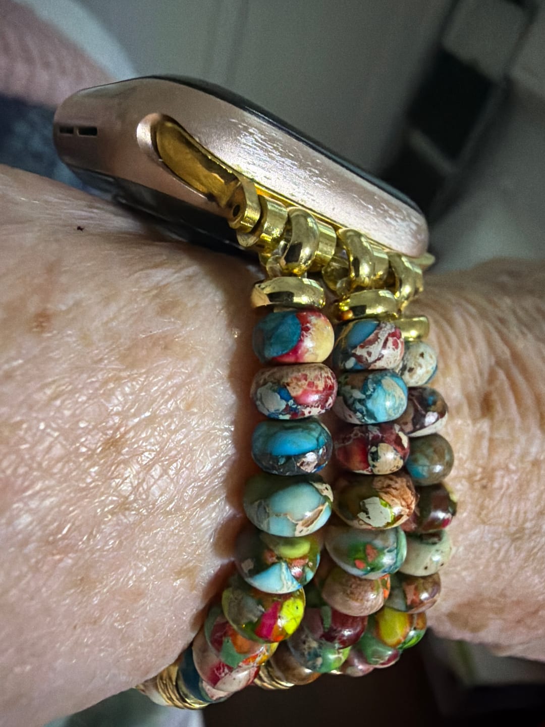 Customer photo review of Kaleidoscope Boho Stretch Apple Watch Strap
