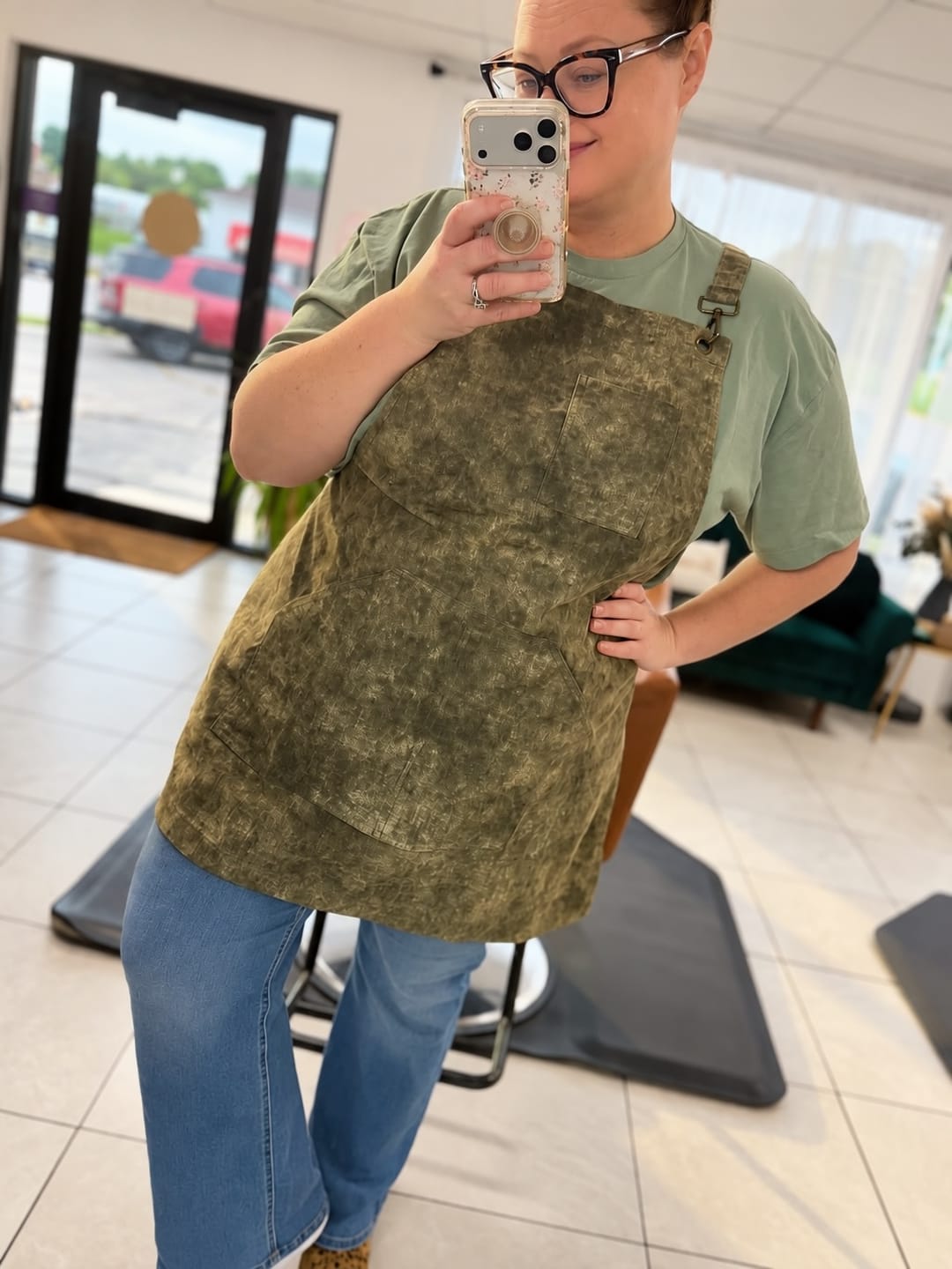 Customer photo review of The Bloom Denim Apron