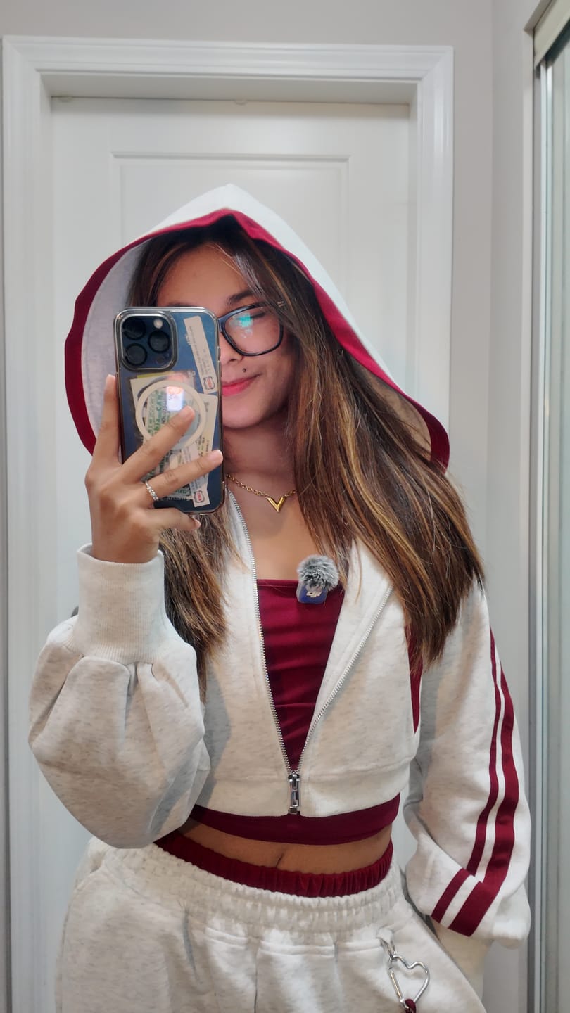 Customer photo review of Aelfric Eden Cropped Contrast Stripe Zip Up Hoodie