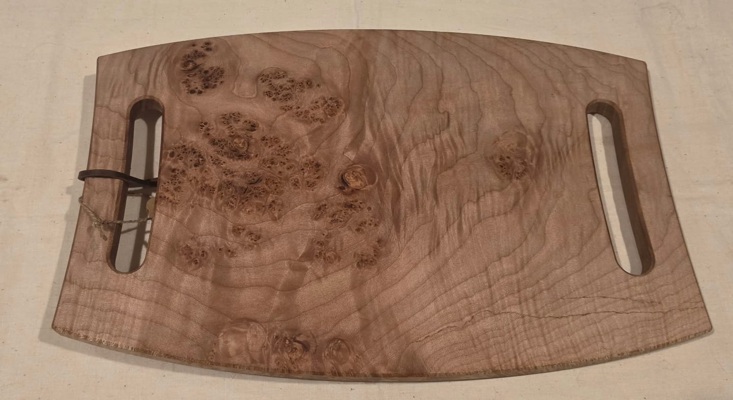 Customer photo review of 15.75x10" Warped Rectangle Dual Handle Serving Board Acrylic Router Template