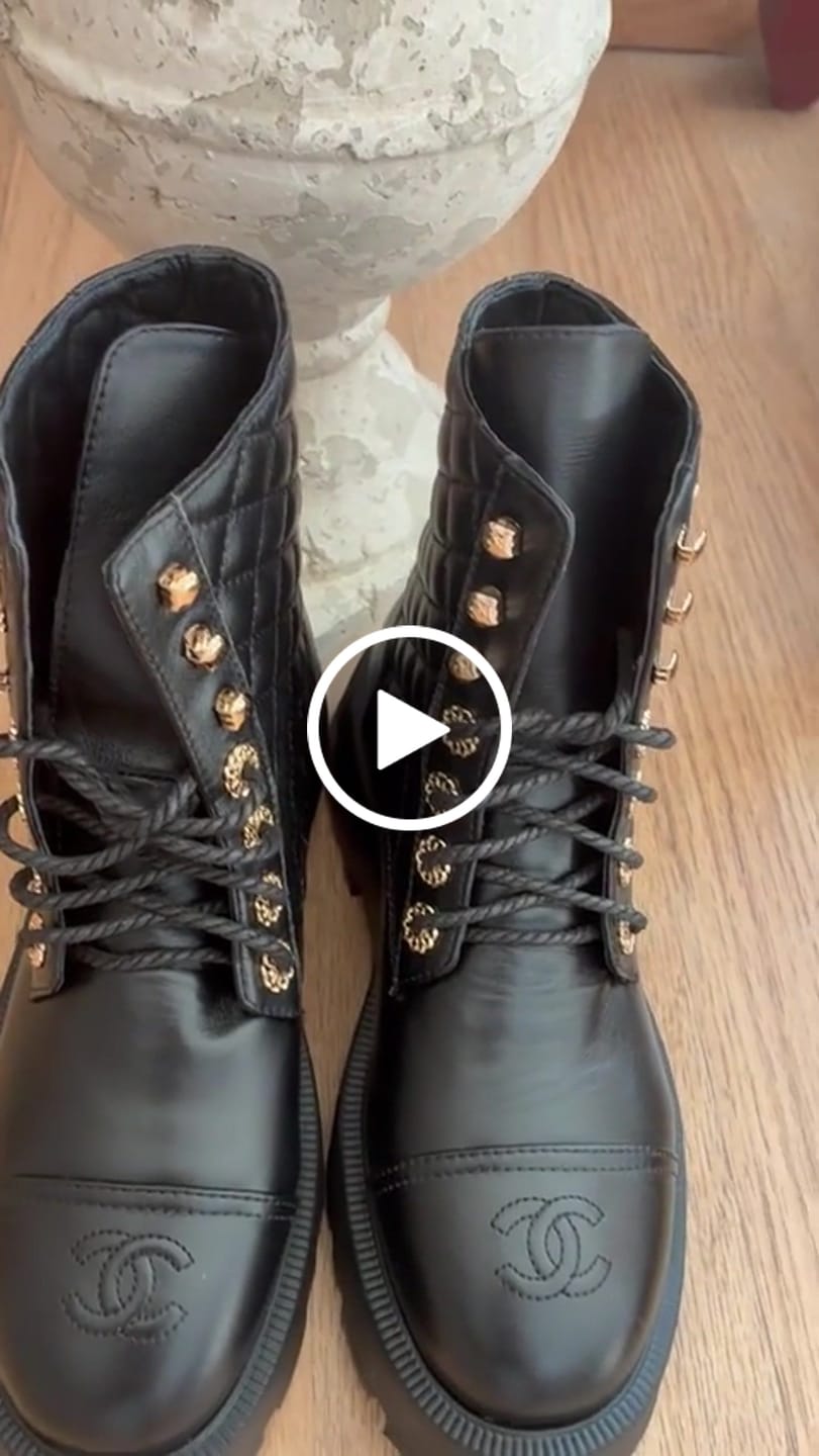 Customer video review of CC Combat Boots Black Quilted Lambskin 944572