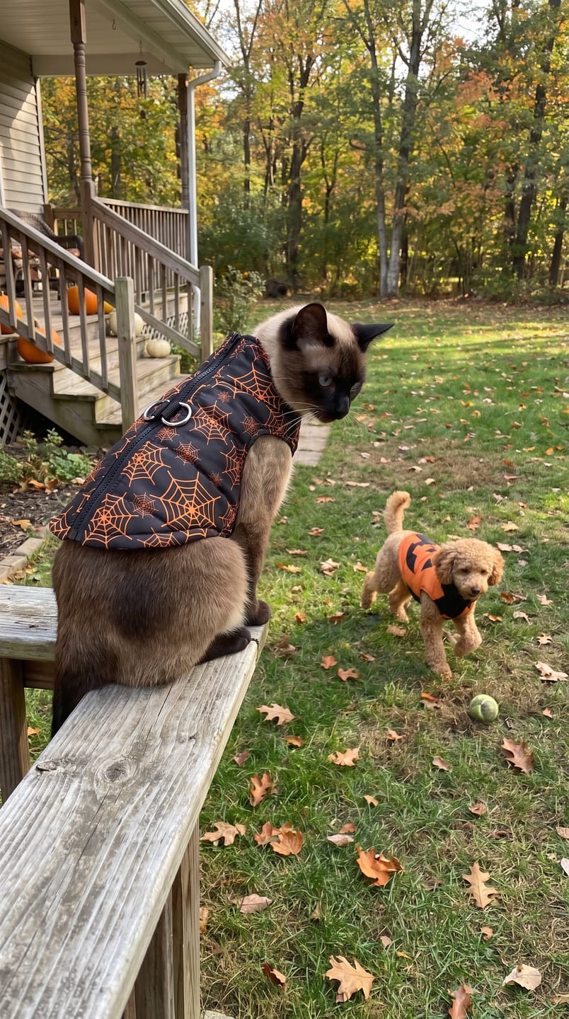 Customer photo review of Warm Whiskers Halloween Pet Vest