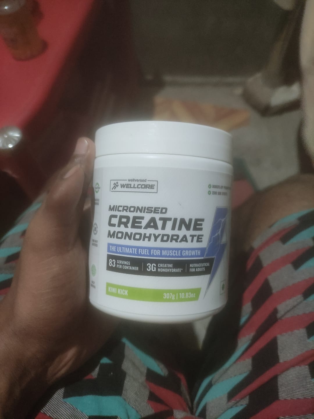 Customer photo review of Wellcore - Micronised Creatine Monohydrate (83 Servings, Kiwi Kick) + Premium Steel Shaker