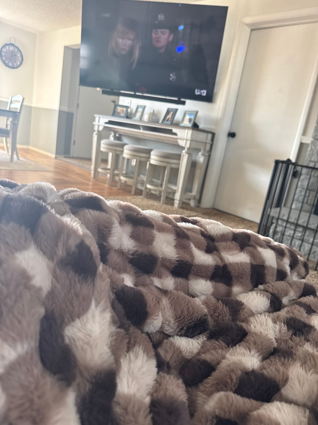 Customer photo review of Hugs Milk Chocolate Gingham Blanket