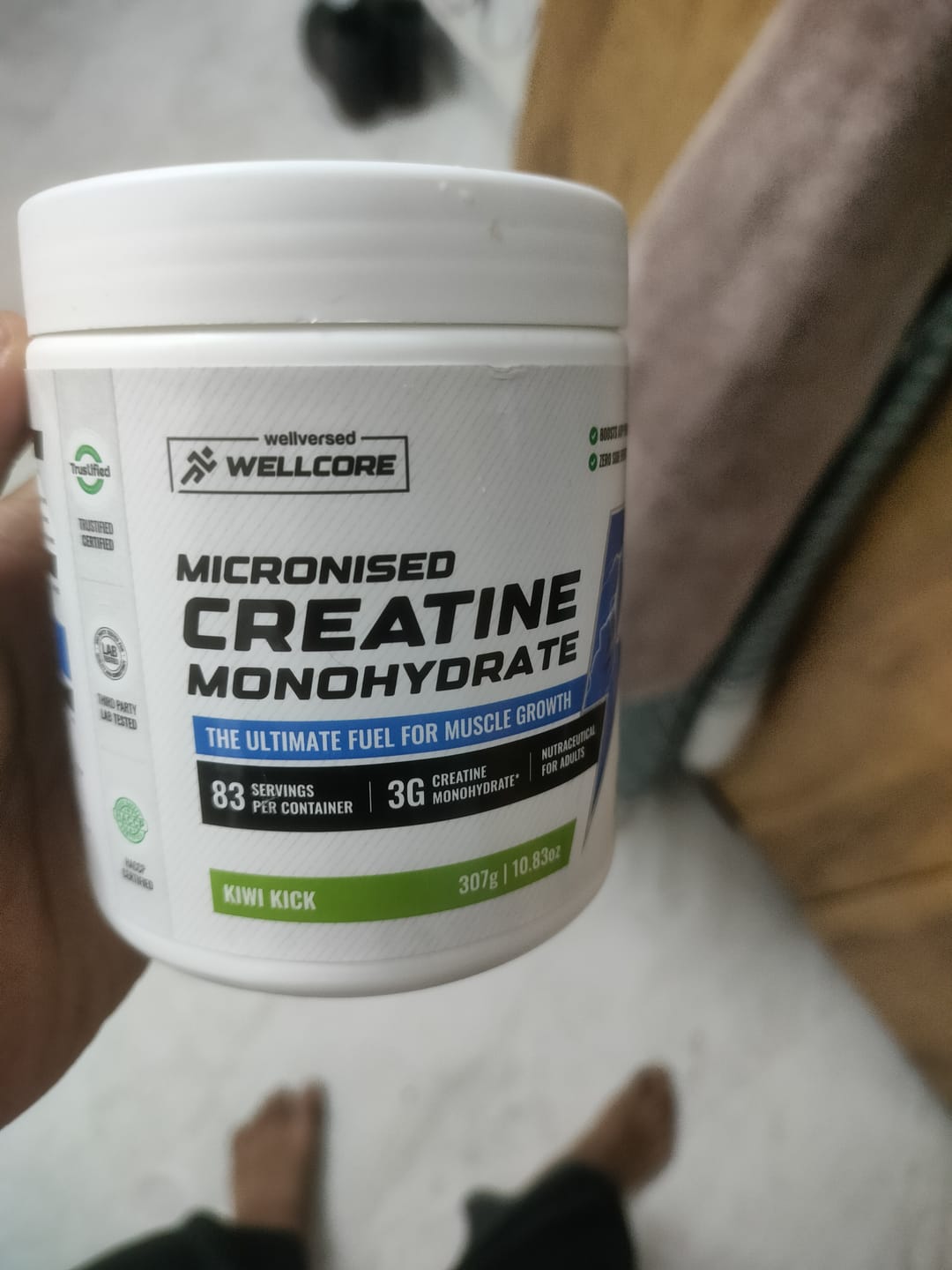 Customer photo review of Wellcore - Pure Micronised Creatine Monohydrate | Kiwi Kick (307g, 83 servings)