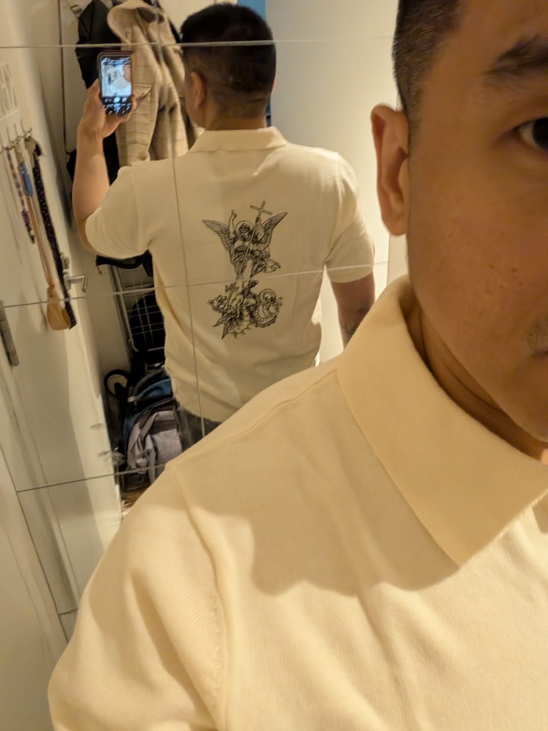 Customer photo review of Archangel Michael Polo T-Shirt
