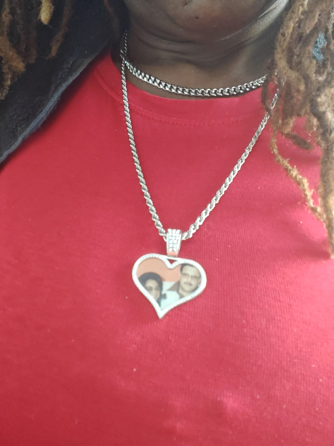 Customer photo review of Iced Photo Pendant w/ Rope Chain