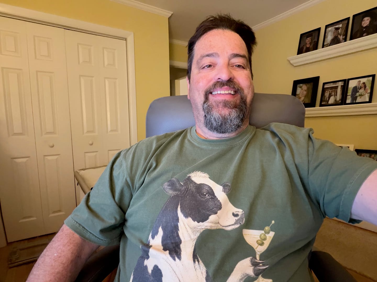 Customer photo review of Martini Cow — Premium Tee