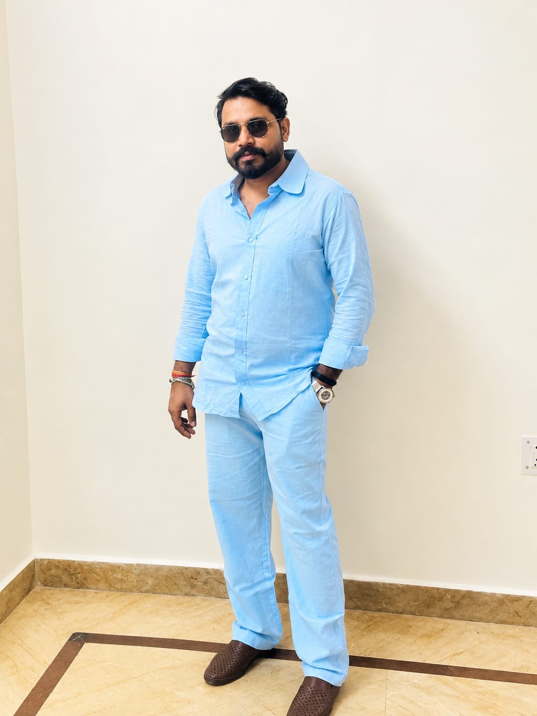Customer photo review of Pure Cotton Linen Cord Set - Sky Blue
