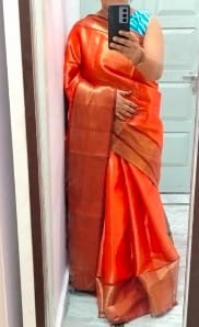 Customer photo review of Red and Wine Tissue Silk Banarasi Saree
