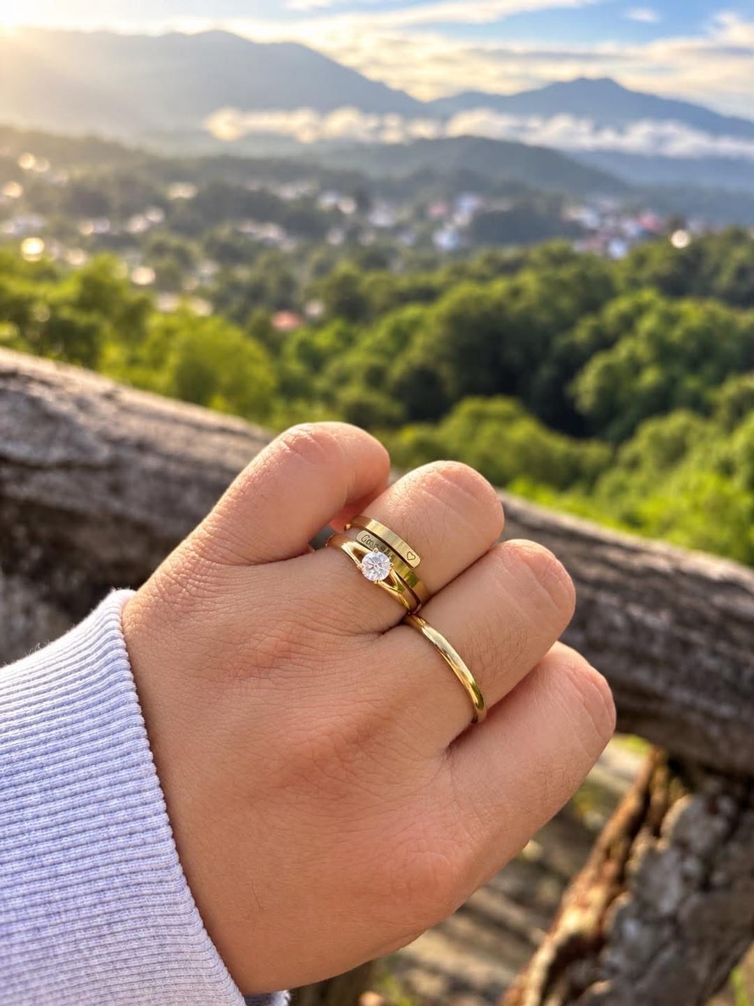 Customer photo review of Adjustable Promise Ring – Personalized Couple Ring in Silver or Gold