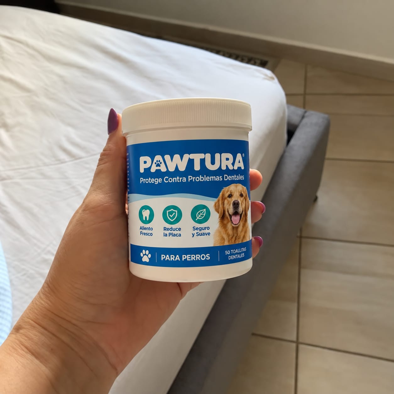 Customer photo review of Pawtura™ Toallitas Dentales para Perros