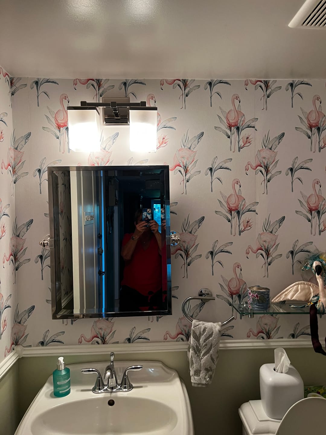 Customer photo review of Valencia - Flamingo Watercolor Wallpaper