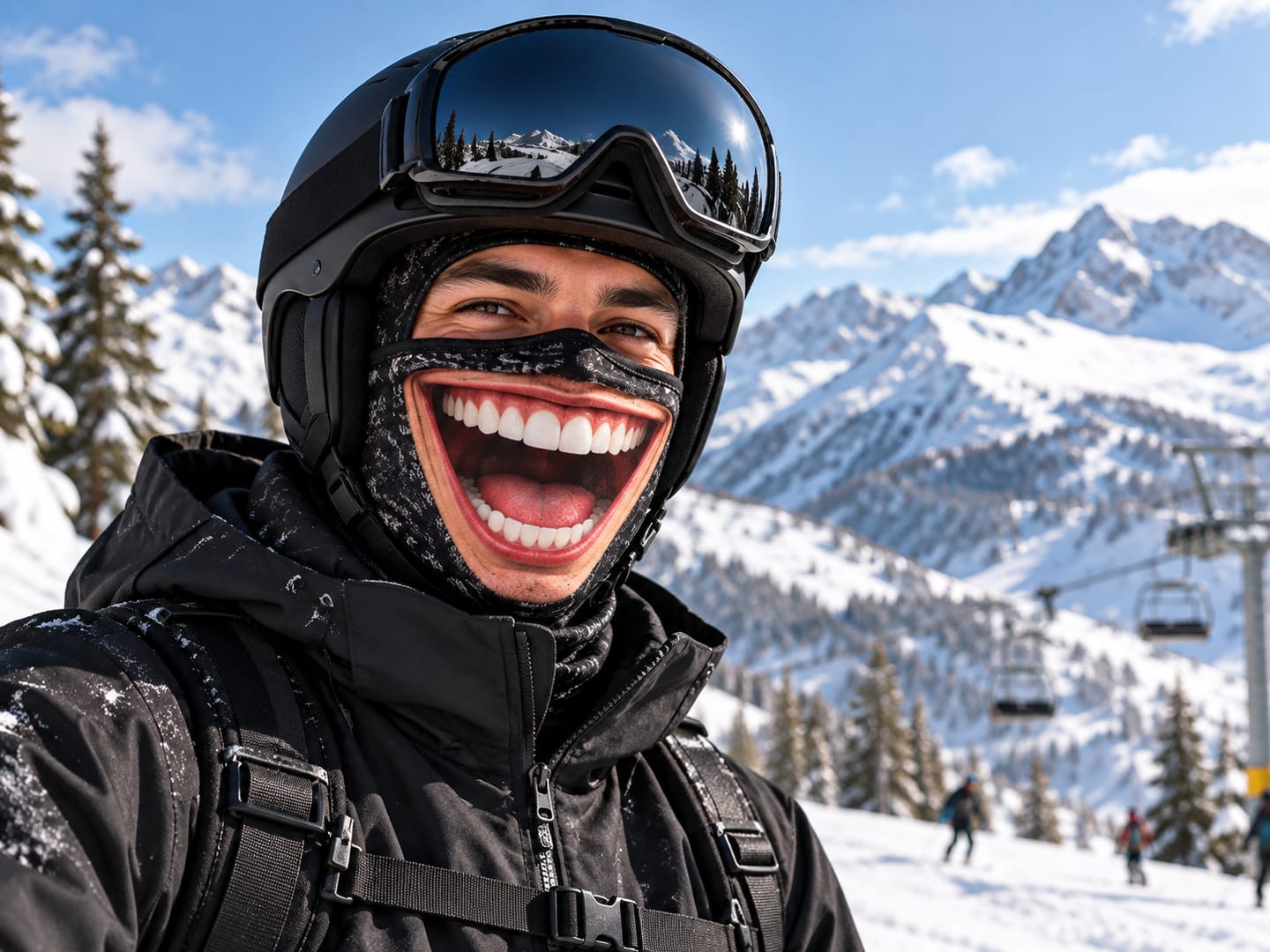 Customer photo review of Funny Face Balaclava Ski Mask – Realistic Winter Snowboard Mask