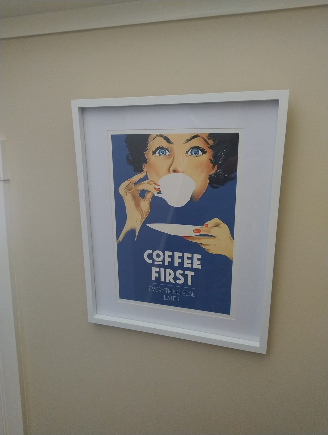 Customer photo review of Coffee First | Retro Kitchen Wall Art Print