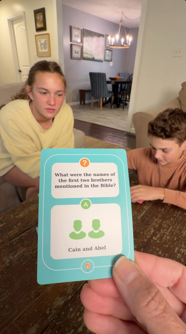 Customer photo review of Bible Trivia Game for Kids & Families | 100+ Questions
