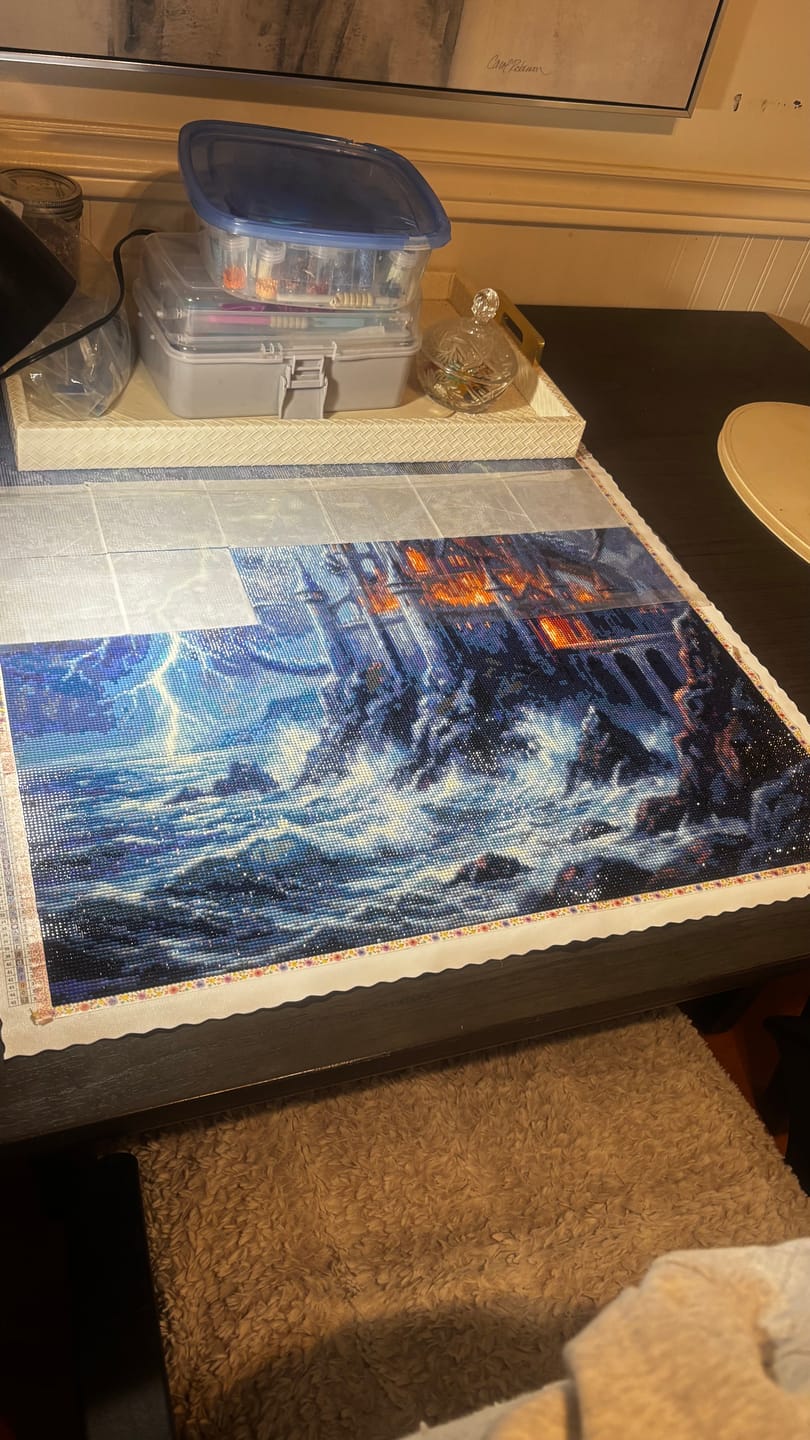 Customer photo review of Dragon Flying Stormy Castle Lightning (Diamond Painting)