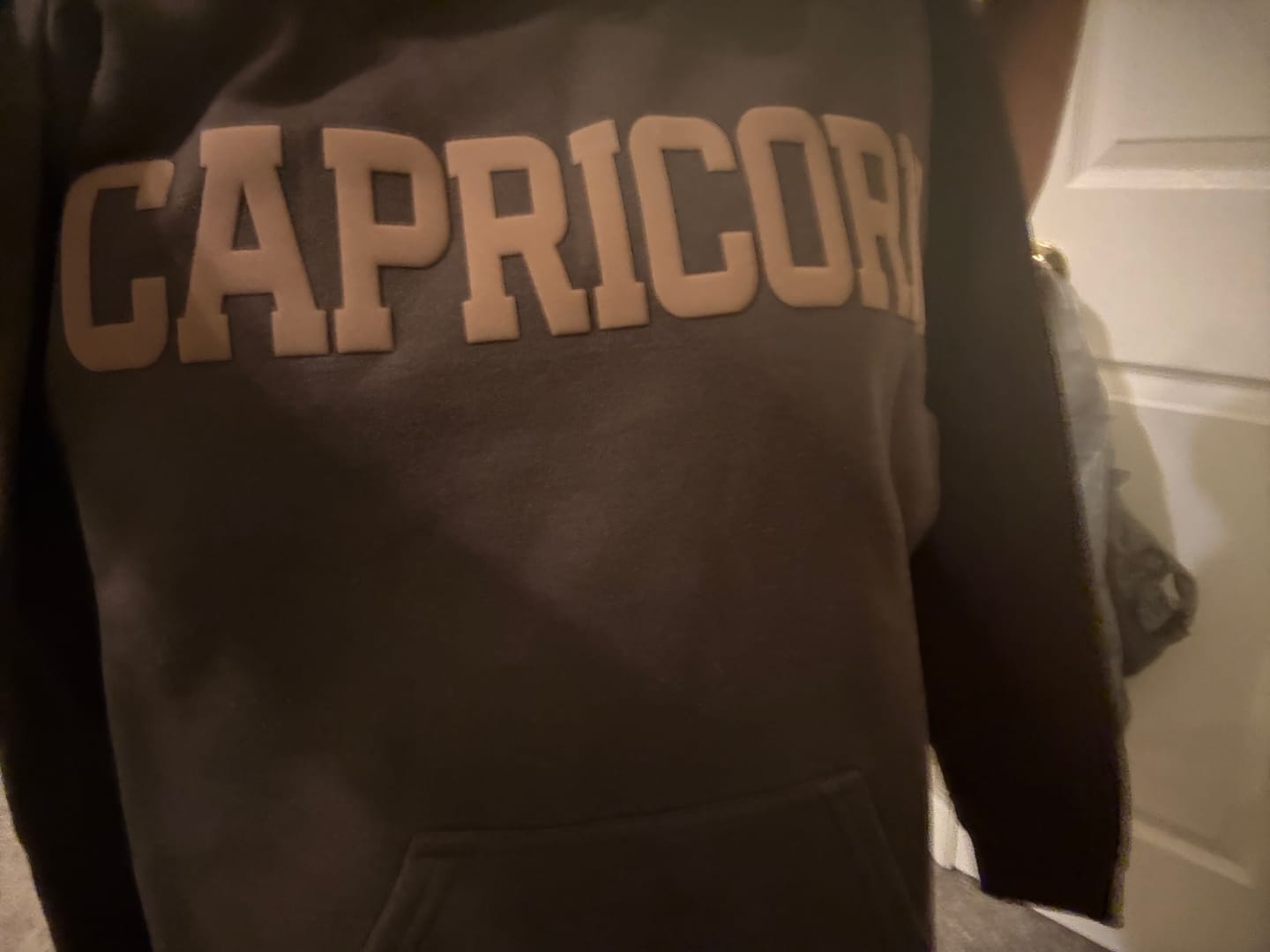 Customer photo review of Chocolate Zodiac Puff Hoodie