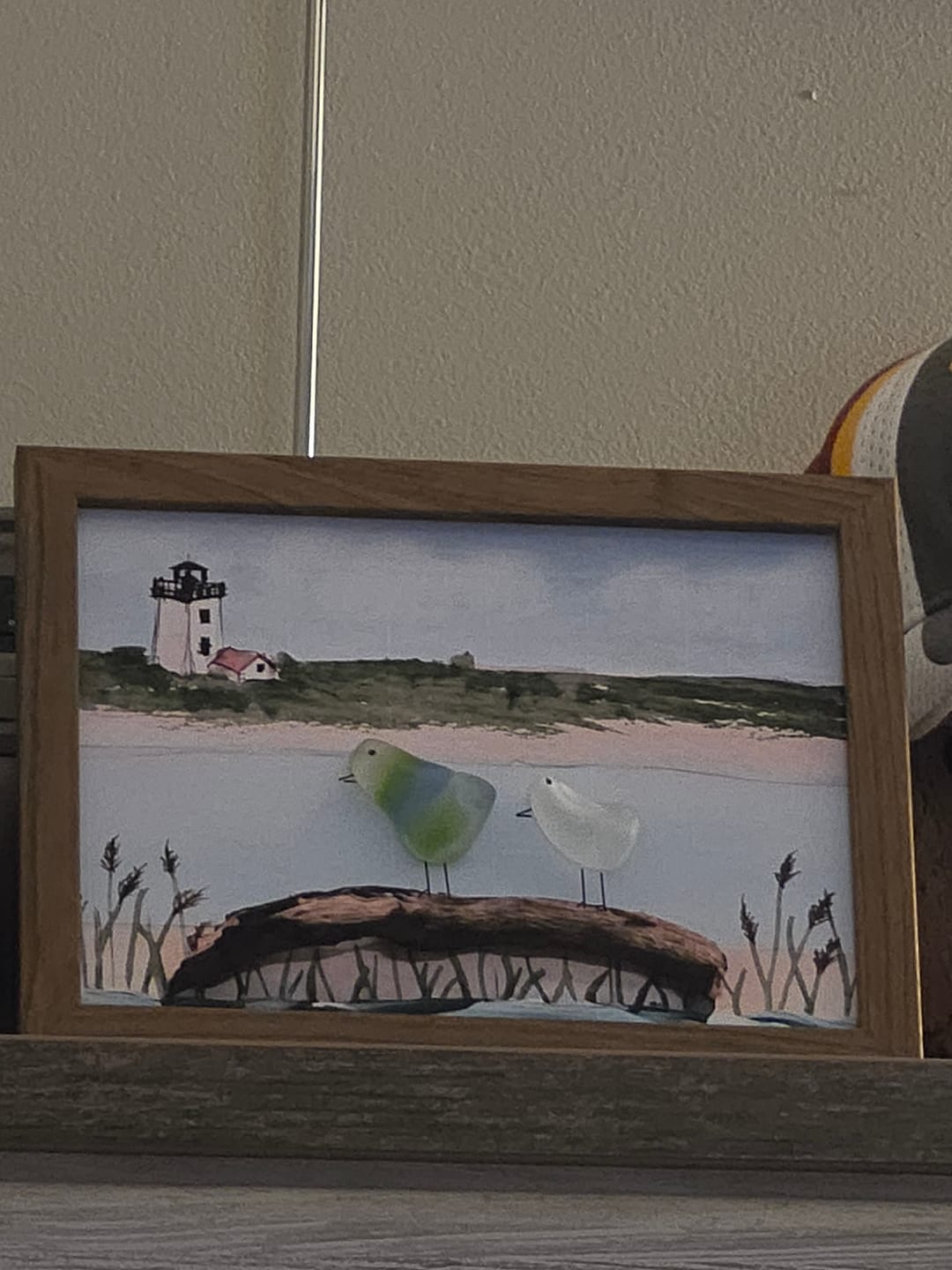 Customer photo review of Peaceful Shores Birds In Pairs Sea Glass Framed Art