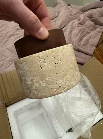 Customer photo review of The Como | Travertine Ceiling Light