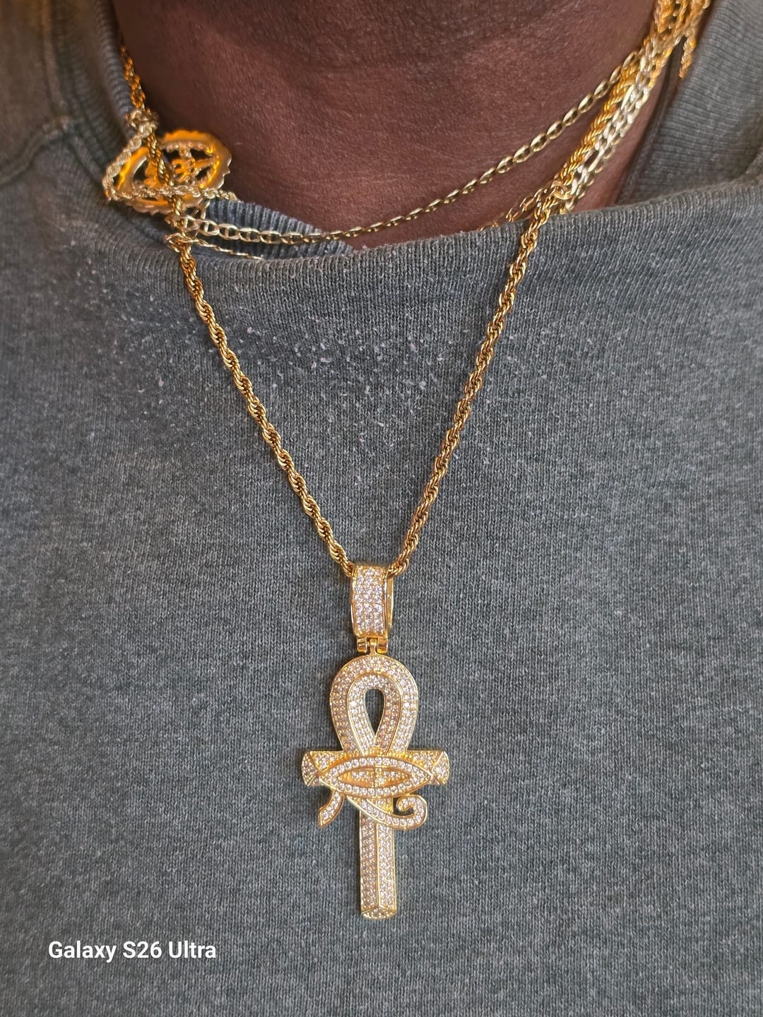 Customer photo review of Eye of Horus Ankh Cross Pendant
