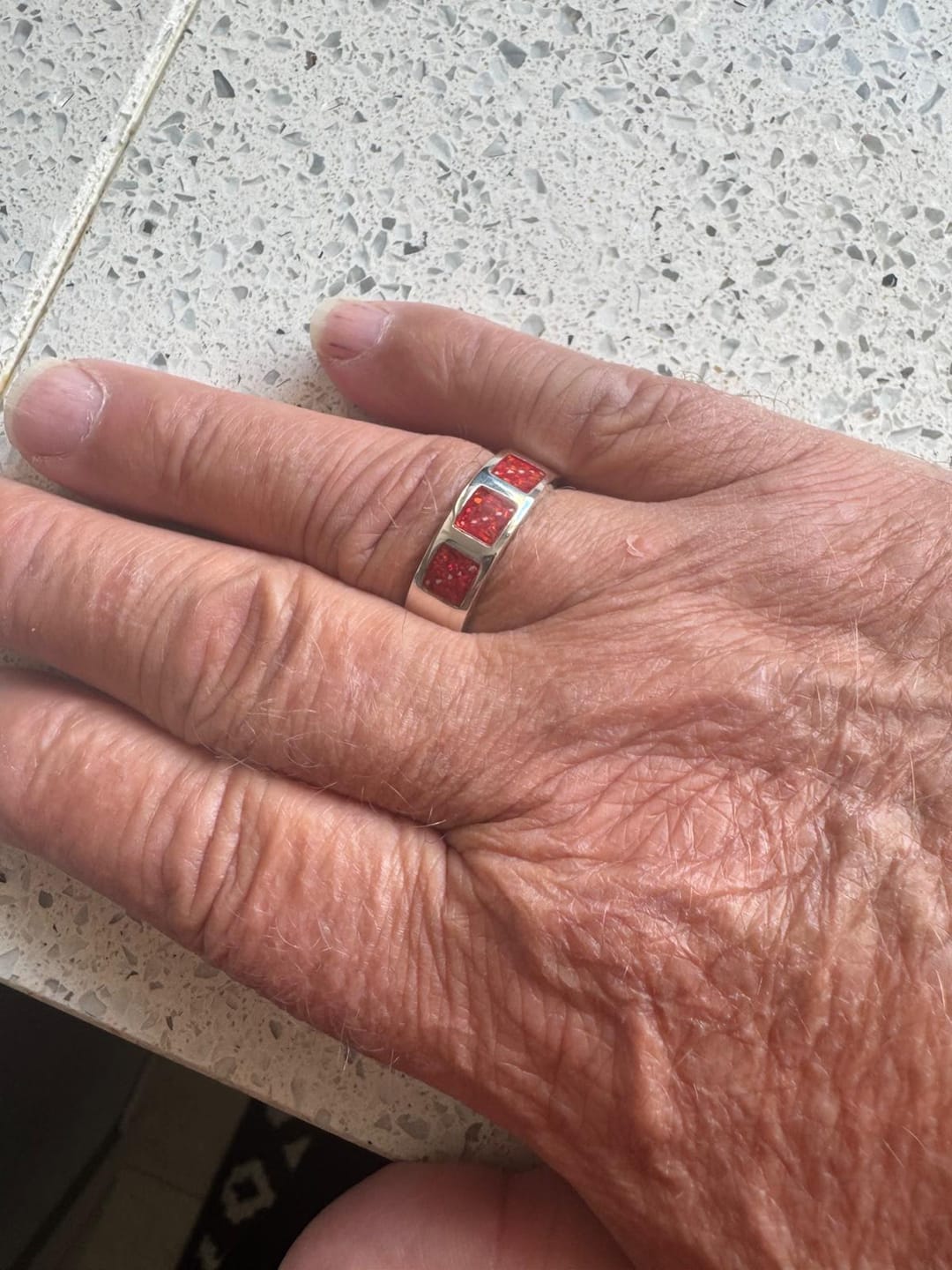 Customer photo review of Mens Triple Square Solid Silver Channel Ring, suitable for up to 3 sets of inclusions