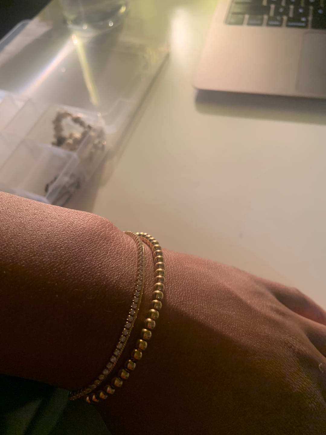 Customer photo review of Niloya Beaded Gold Bracelet