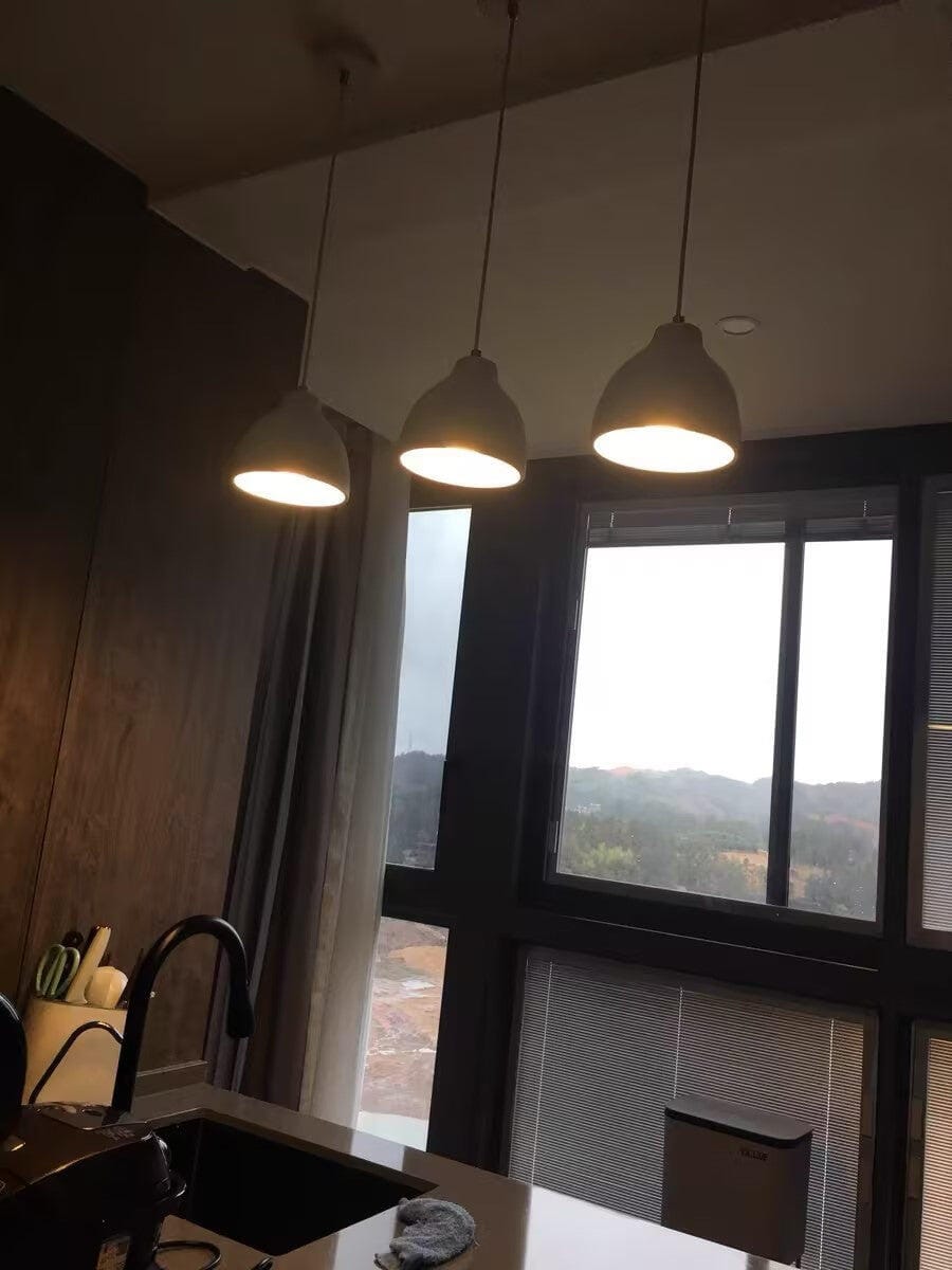 Customer photo review of Solid Metal Pendant Light for Dining Table, Dome Shade