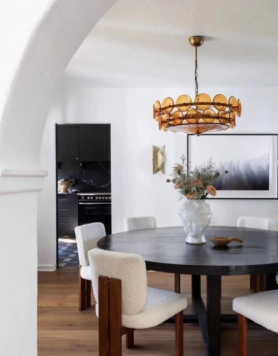 Customer photo review of Glass Chandelier, Layered Discs, Gold Steel Frame, 60–100 cm