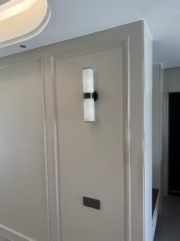 Customer photo review of Alabaster Wall Light, Antique Brass Finish, Wall Sconce