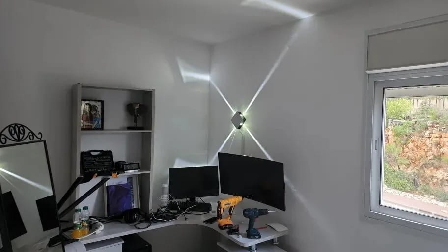 Customer photo review of Beam Wall Light, Aluminium and Acrylic, Integrated LED, Wall Sconce