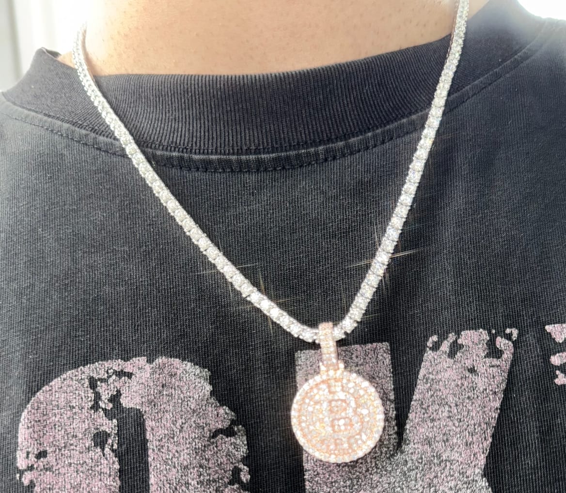 Customer photo review of B Coin S925 Silver VVS Moissanite Medallion Pendant