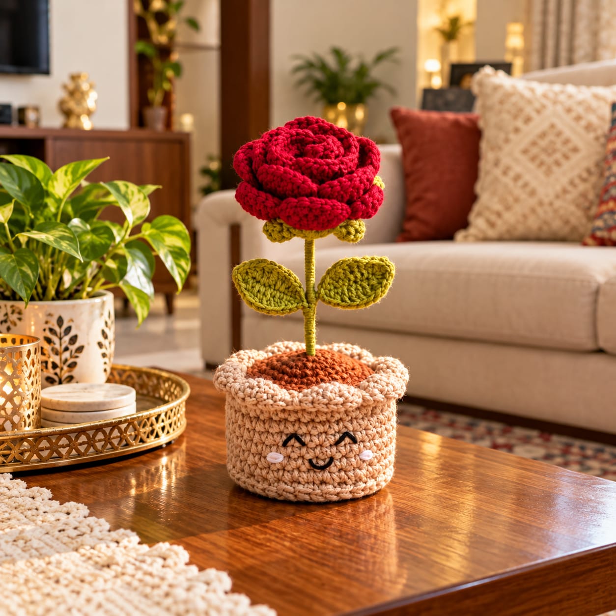 Customer photo review of Blooming Love Handmade Crochet Rose Pot