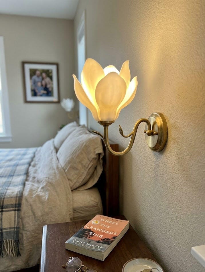 Customer photo review of Gold Wall Light, White Ceramic Petal Shade, Wall Sconce, Iron Arm
