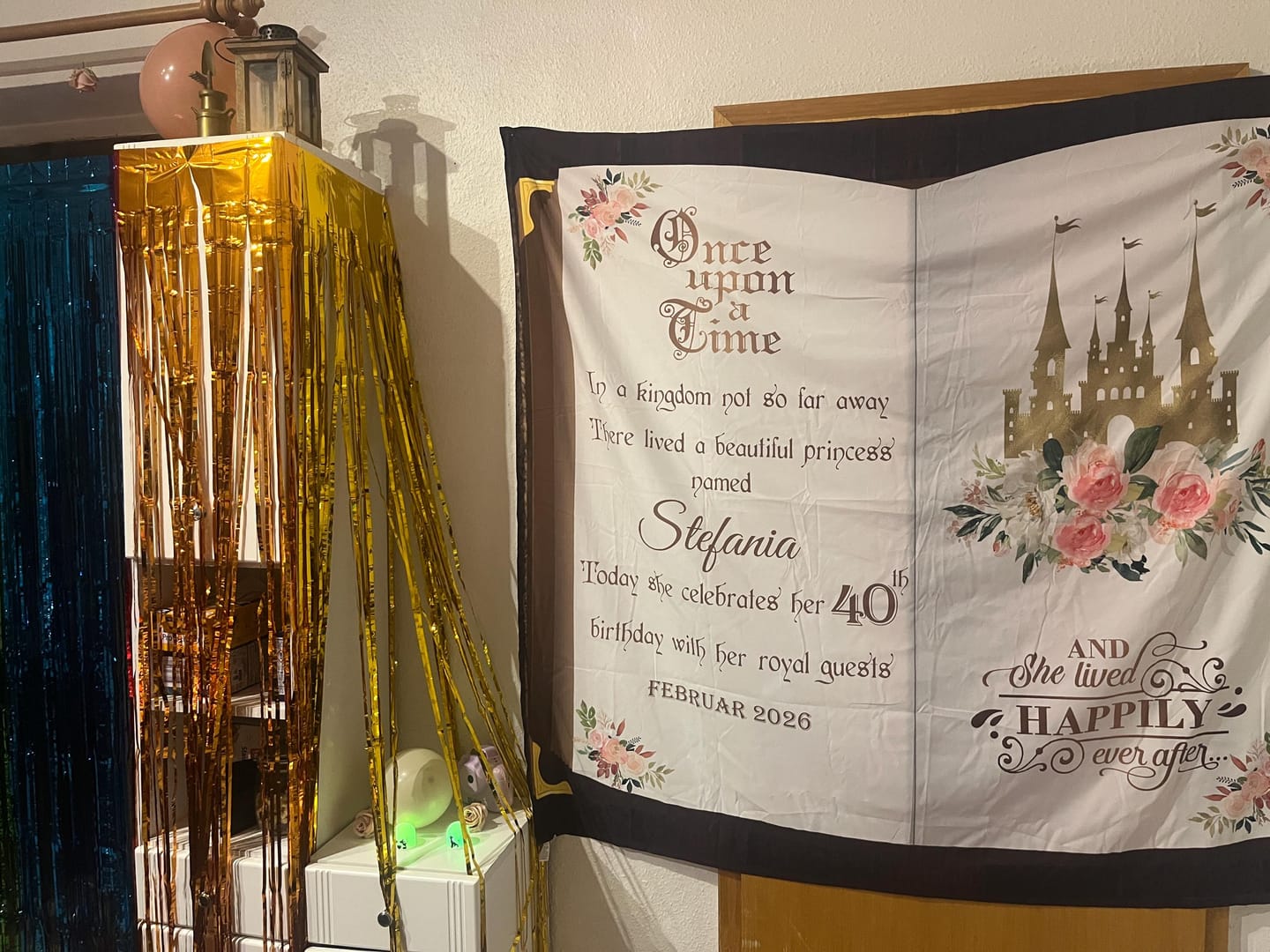 Customer photo review of Princess Party Decor Princess Castle Birthday Banner Storybook Backdrop Girl First Birthday Sign Once Upon a Time Ladies 50th 5th 10th Decor