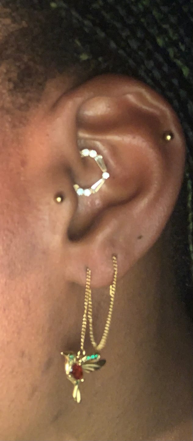 Customer photo review of Crystal Hummingbird Tassel Earrings