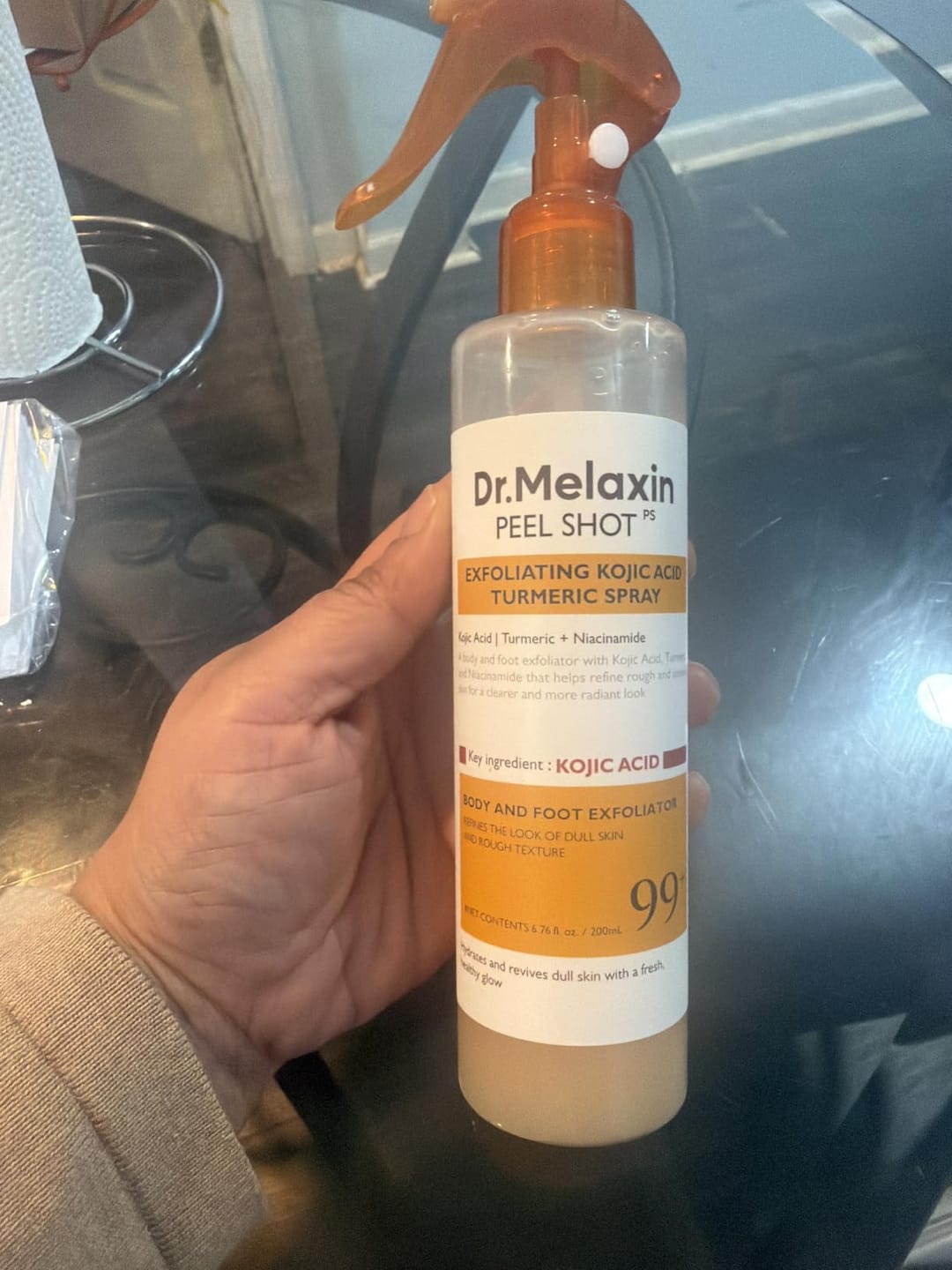 Customer photo review of Peel Shot Kojic Acid Turmeric Spray