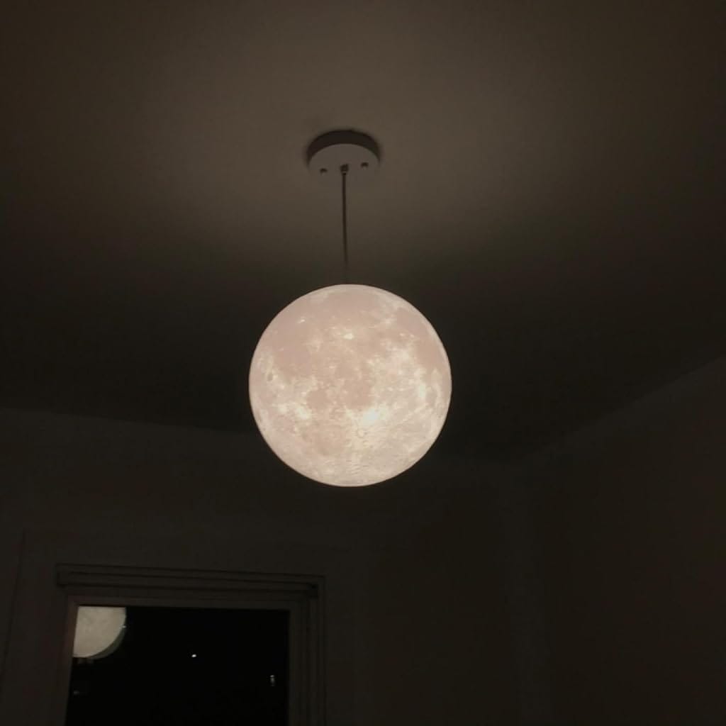 Customer photo review of Moon Pendant Light, 3D-Printed Acrylic Sphere, 18–22 cm