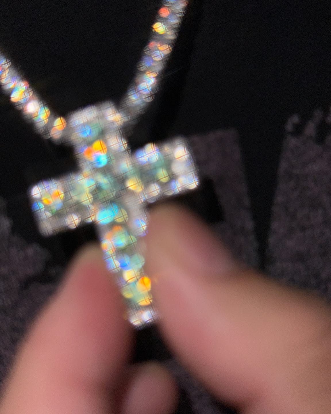 Customer photo review of Micro Flooded S925 Silver VVS Moissanite Cross Pendant