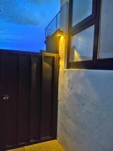 Customer photo review of Outdoor Wall Light, Solar Powered, IP65, Black, Wall Sconce