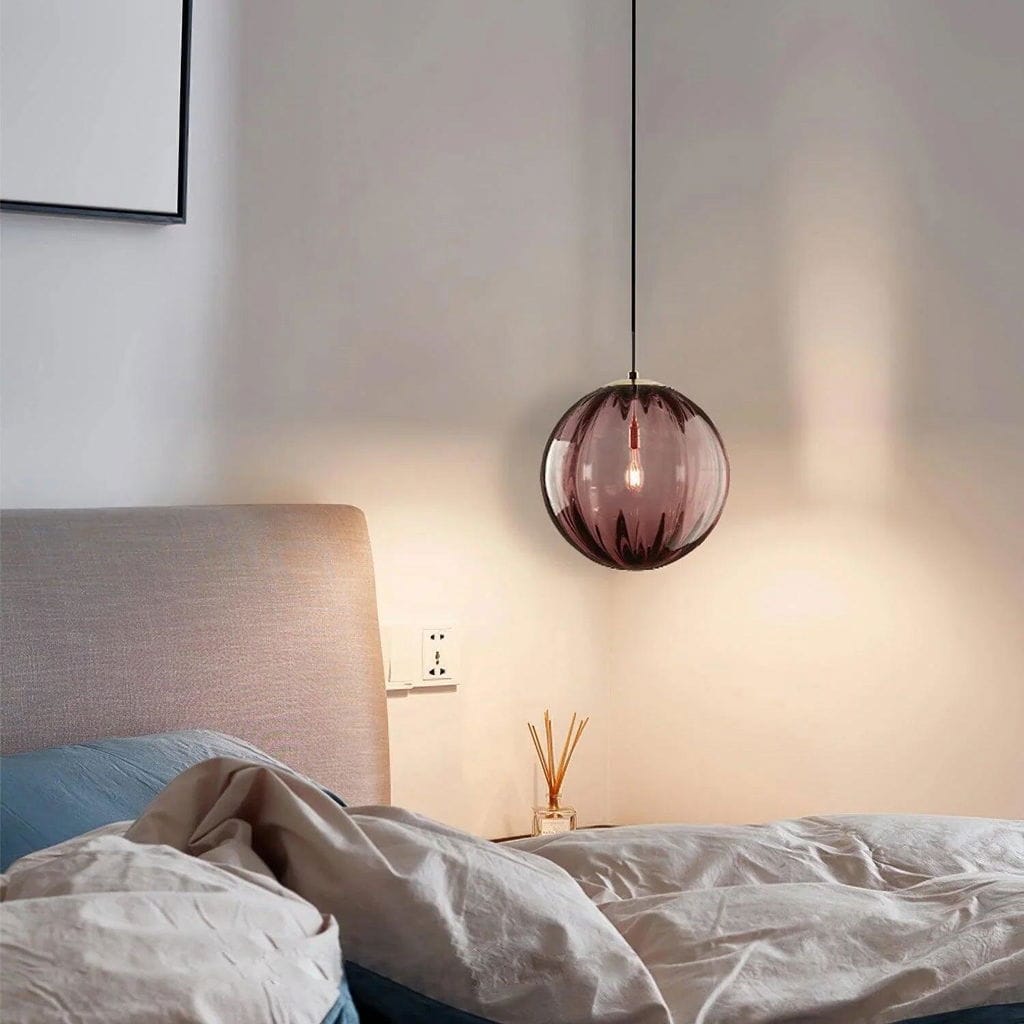 Customer photo review of Ribbed Glass Pendant Lamp, Mouth-Blown, Adjustable Cable