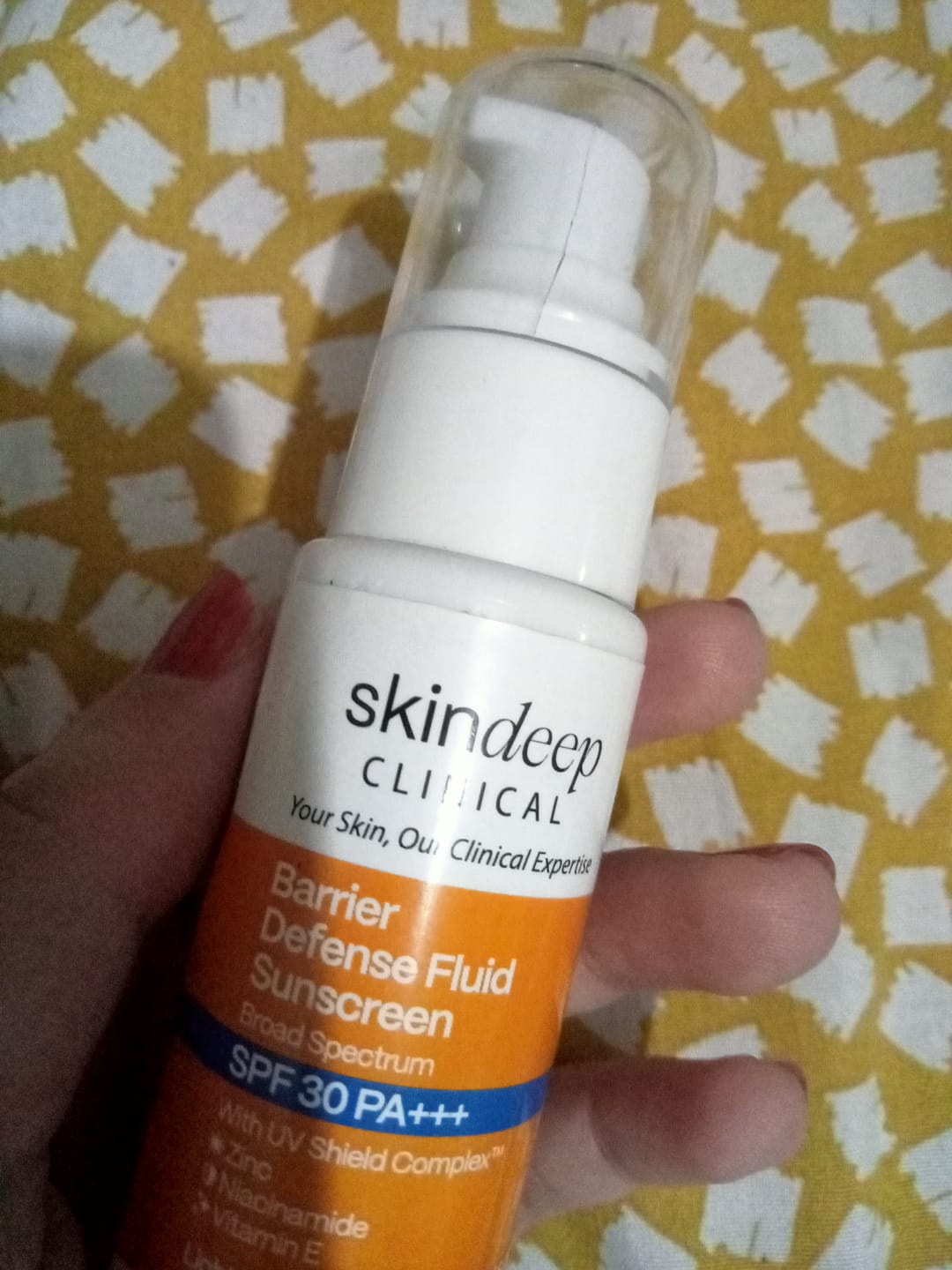Customer photo review of Barrier Defense Fluid Sunscreen