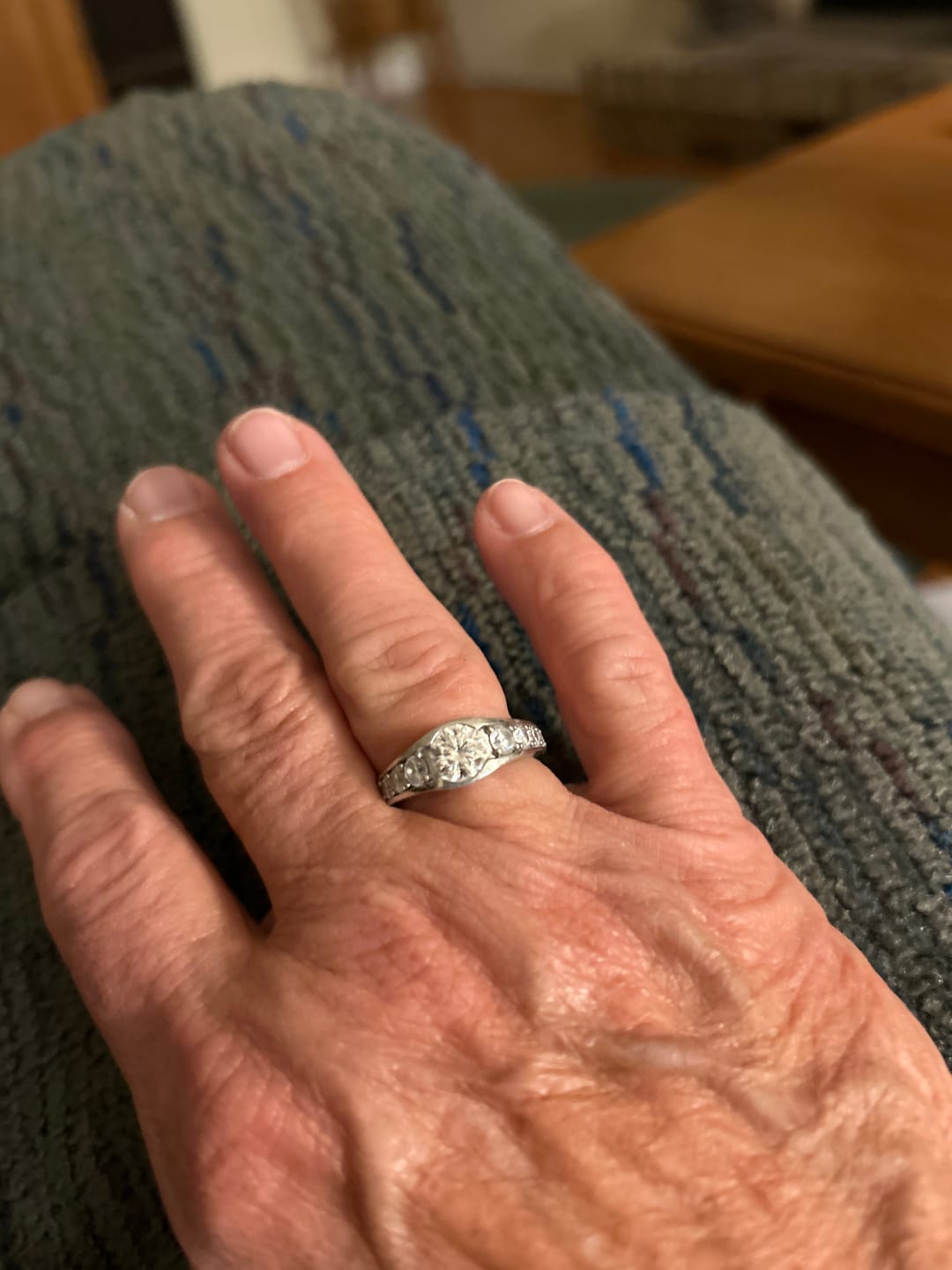 Customer photo review of Bezel Round Moissanite Channel Euro Shank Engagement Ring