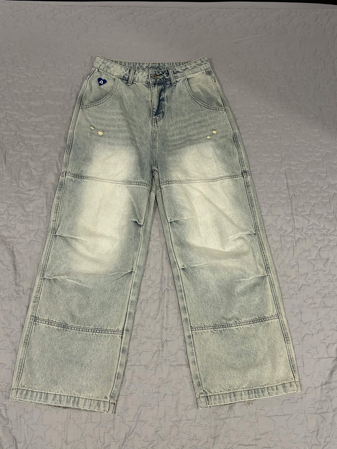 Customer photo review of Aelfric Eden Washed Panel Baggy Barrel Jeans