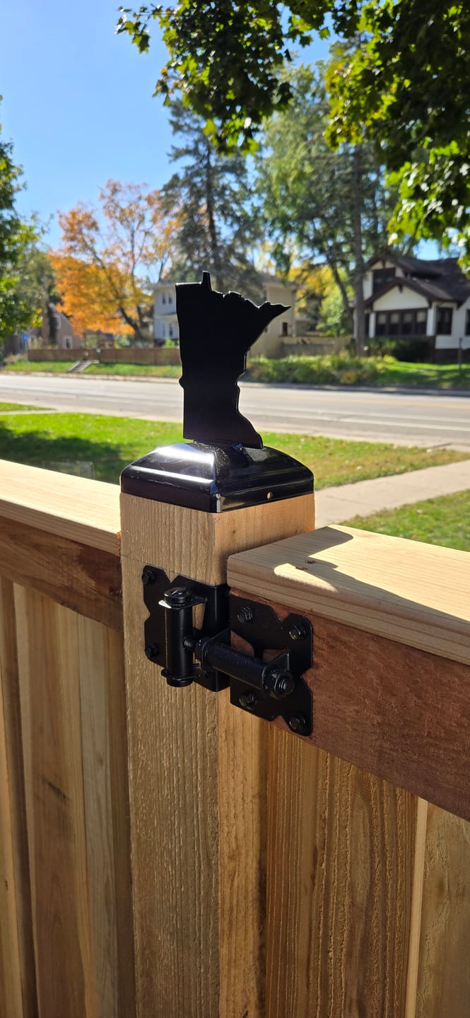 Customer photo review of US States Fence Post Cap (Multiple Post Sizes Available)